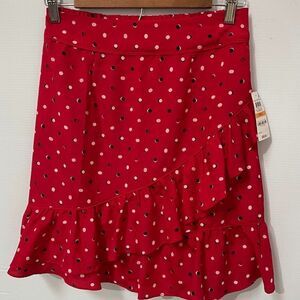 MAISON JULES Womens Red Polka Dot Short Ruffled Skirt